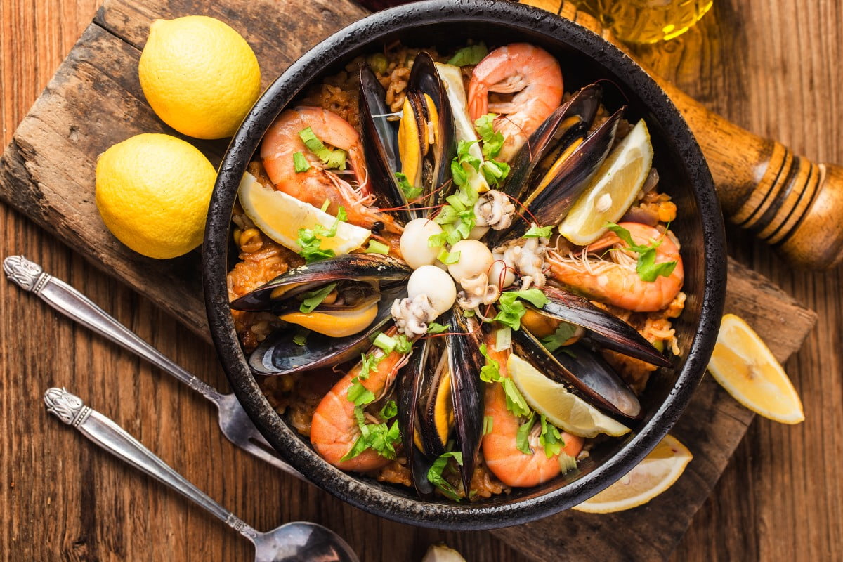 tasty spanish paella with seafood 1